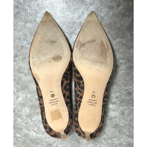 Stuart Weitzman Leigh 70mm Suede Pump in Cappuccino Cheetah - Sz 10 - Picture 9 of 10